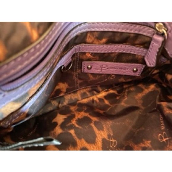 *B Makowsky Shoulder Bag Purple Leather Satchel - Picture 8 of 12